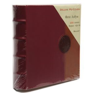 Фотоалбум 200 бр. 10х15 кожен лукс бордо и кафяво