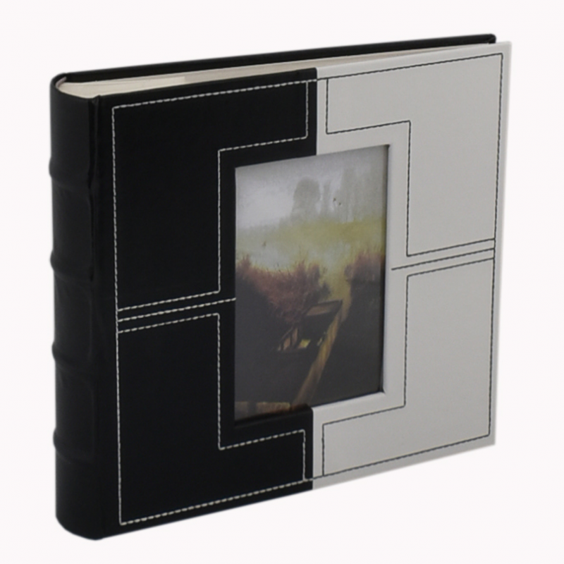 Фотоалбум 200 бр. 10х15 кожен лукс черно и бяло